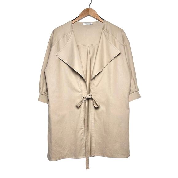 Cotton Brothers | Women | Beige Cotton Linen Blend Light Morning Jacket | Small - Picture 2 of 12